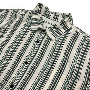 Katin Jack Short Sleeve Button Up Shirt Mens Medium Green Floral Striped Light